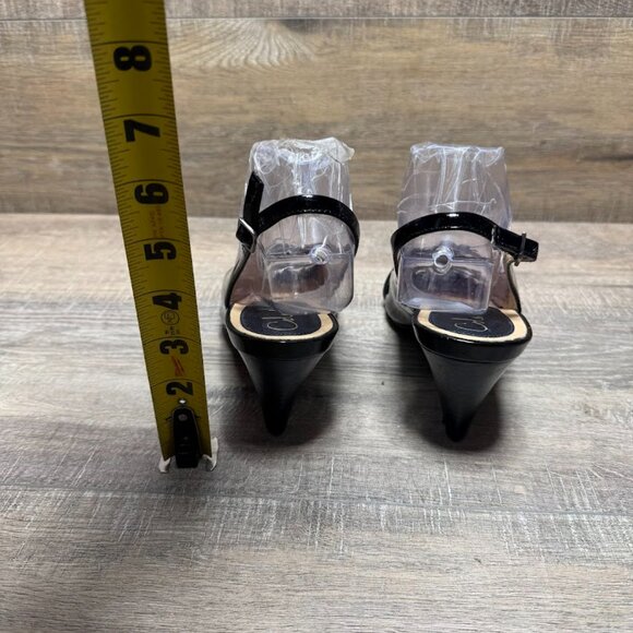 Cole Haan Black Patent Leather Slingback Peep Toe Heels Women's Size 7 - Picture 3 of 7